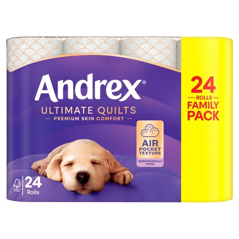 Andrex Ultimate Quilts Toilet Tissue Standard Rolls, 24 Rolls