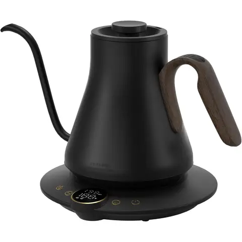 Cocinare Bouilloire électrique pour filtre avec bec verseur en forme de cygne, contrôle précis de la température (±1 °F), pour café filtre et thé, chauffage rapide 1500 W, acier inoxydable sans BPA, minuteur d’infusion intégré, capacité 0,9 L (Noir Goya)