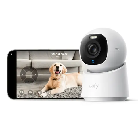 eufy Innenkamera E30, Neue Generation, 4K UHD-Überwachungskamera innen, Haustier-/Babykamera mit Phone-App, Auto-Tracking Mensch/Tier, Farb-Nachtsicht, 360° Schwenken & Neigen, Unterstützt Homekit