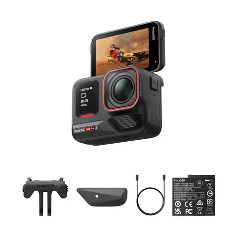 Insta360 Ace Pro 2 - Kit double batterie - Caméra d’action étanche 8K, conçue en collaboration avec Leica, capteur 1/1,3 pouces, double puce IA, excellente performance en basse lumière, audio supérieur
