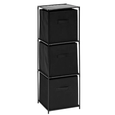 Mix'n Modul Regal mit 3 Fächern und 3 Aufbewahrungsboxen L. 34 x T. 34 x H. 99 cm schwarz