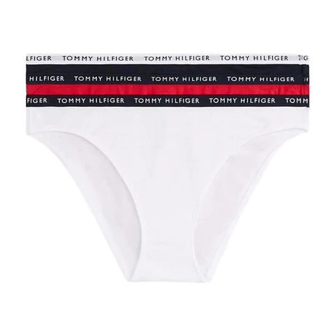 Tommy Hilfiger Damen RECYCLED ESSENTIALS 3er-Pack Bikini-Slips - Desert Sky/Weiß/Primary Red SM