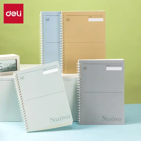 Deli Spiral Notebook, A5 (148x210mm), 80 Sheets/160 Pages, 70gsm - Perfect for Students, Office & Journaling，Plain Color Series，4-Pack
