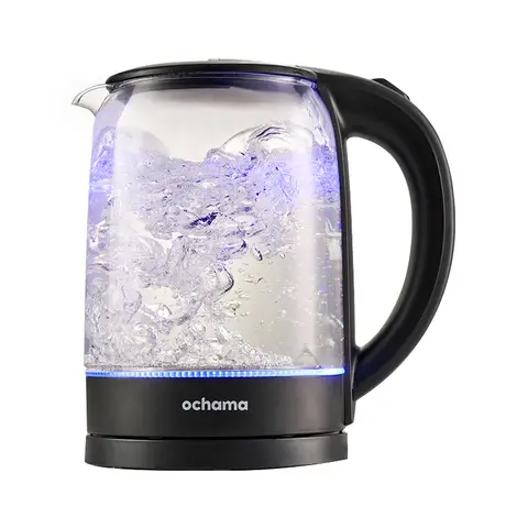 ochama Glass Electric Kettle, 1.7L Household Kettle, High Borosilicate Glass, Transparent Blue Light Warm Water Kettle, Auto Shut-off, 2200W