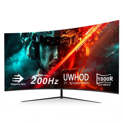 Gawfolk 27" 1K FHD Gaming Curved Monitor, 200Hz Smooth Display, 1800R Ergonomic Curve, Classic Black, G-SYNC Compatible, Anti-Glare Coating, Low Input Lag, HDMI/DP, Perfect for Home & Office