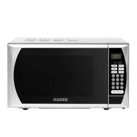 Haden Solo Microwave Oven - 20L, 800W, Silver, 9 Power Levels, Defrost & Express Functions​, Perfect for Small Kitchens