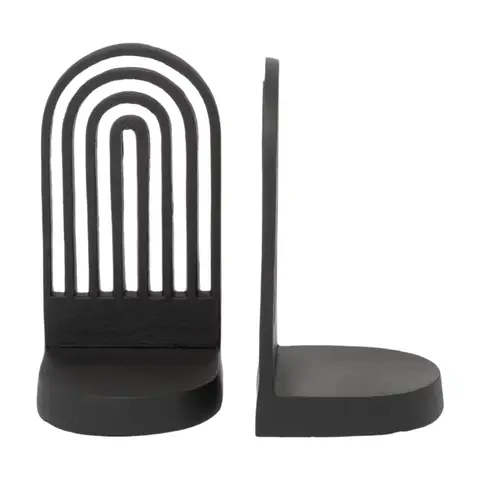 Premier Housewares Rubi 2er-Set architierte Buchstützen in schwarzer Optik