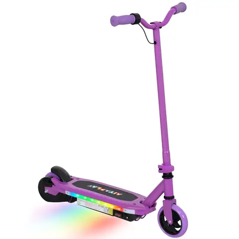 AIYAPLAY Electric Scooter for Ages 6-14 Years, Electric Scooter with Colourful Light and Electric Brake, Up to 10km/h Purple