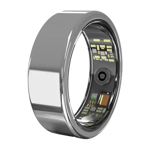 FitAlly Smart Ring Fitness Tracker, Titanium Health Monitoring Ring with Heart Rate, Blood Oxygen, Sleep Tracker & HRV, Activity & Calorie Tracking, Bluetooth 5.1 Smart Ring for iOS & Android, Silver Size 8