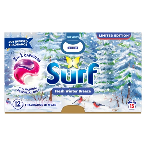Surf 3 in 1 Laundry Capsules Fresh Winter Breeze Limited Edition* 15 washes 