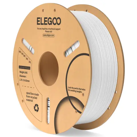 Elegoo PLA Filament 1kg Paper Spool-White(10 spools/ctn)