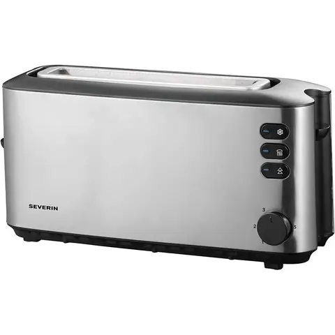 SEVERIN AT 2515 Automatik-Toaster (1.000 W, 1 Langschlitzkammer, für bis zu 2 Brotscheiben) Edelstahl / Schwarz
