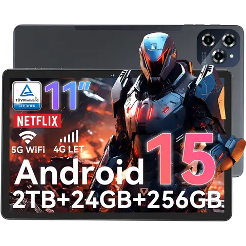 TABWEE W90 Tablette Tactile 11 Pouces - 24 Go+256 Go(2To TF), Octo-Core T615, 8000 mAh/18 W, 16 MP+8 MP, Tablette Android 15 avec SIM 4G, Gemini AI, Widevine L1, Face ID (2 Ans de Garantie)