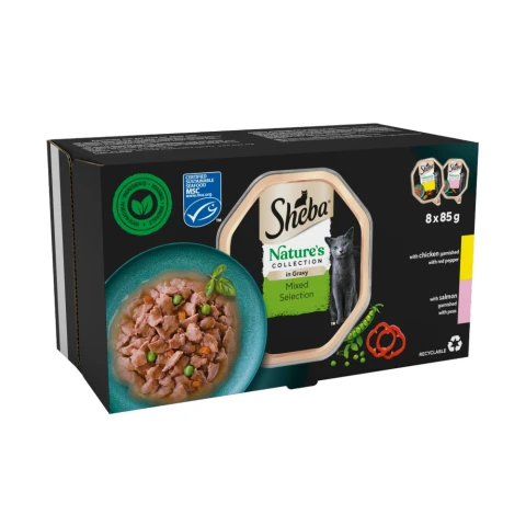 SHEBA Nature's Collection Adult Cat Food Mixed Selection Gravy 8x85g Tray