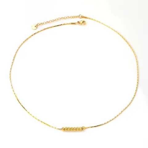 8 Ball Bead Pendant 18K Gold Plated Rectangle Box Chain 45cm Necklace