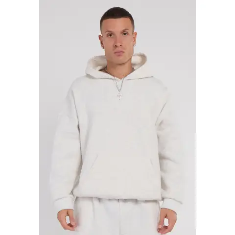 Third Avenue Oversized Fleece Pullover Hoodie, Marl Grey, XL Size