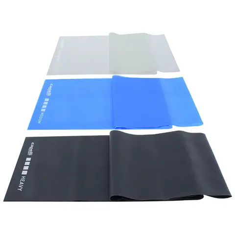 3PK Flat Resistance Band - TPE Size: 15*120cm   Light/Medium/Heavy Resistance， durable resistance，No smell， Soft Touch，Excellent stretchability