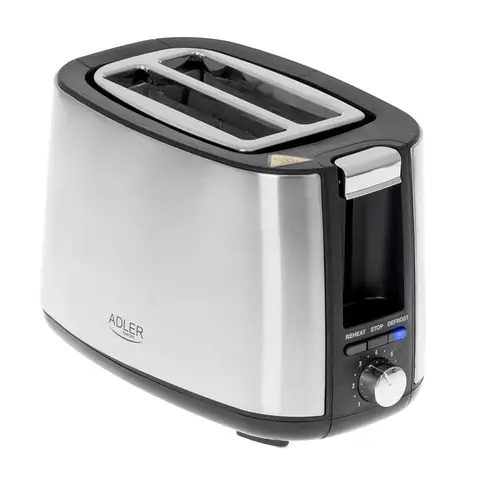 Adler AD 3214 Toaster Edelstahl mit Brötchenaufsatz