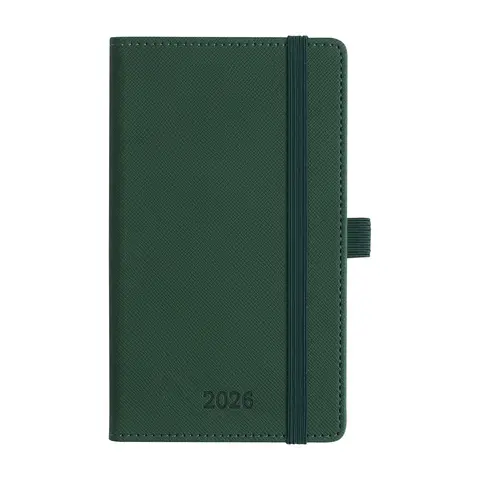 IN-LUXPRO Diary 2026 Planner A6 (16.4x9.6 cm) Week to View， 12 Months Weekly & Monthly Plan with Month Tabs & Pocket & Expenses/Note Pages 100GSM Paper PU Leather Hardcover Green, New Year Sale , Top gift picks
