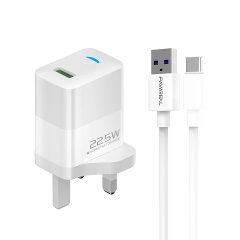 PAVAREAL K103 British Standard 22.5W Fully Compatible White Charger TYPE-C Set