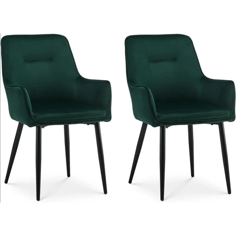 CLIPOP Dining Chairs Set of 2 Velvet Armchairs Kitchen Chairs with Backrest and Metal Legs Occasional Padded Leisure Accent Chairs for Dining Living Room 0430 velvet green 43.5*51.5*87.5cm