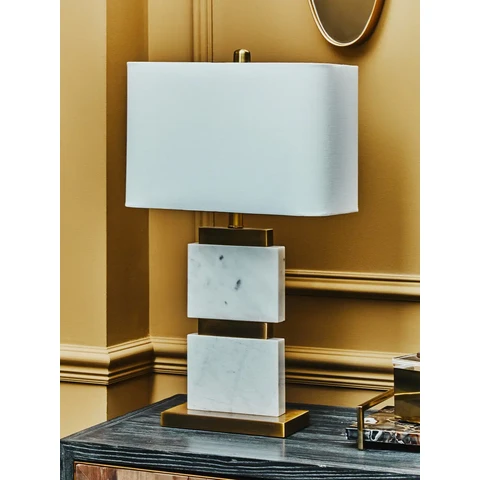 Fifty Five South Table Lamp Eira Marble White/Gold 66cm