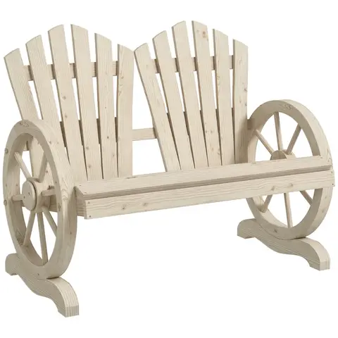 Outsunny Comfortable Fir Wood Love Chair Natural
