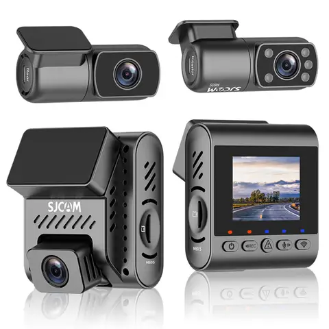 Caméra de Dashboard SJCAM M60S 3 Canaux avec Enregistrement 4K Avant 2K Arrière 1080P Intérieur Capteur IMX335 WDR H.265 Capteur G et Surveillance de Stationnement WiFi