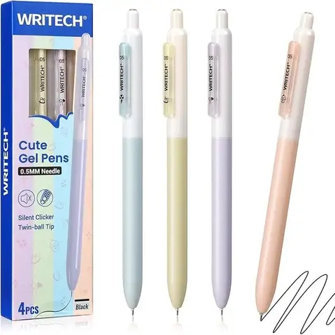 Writech Black Ink 4ct Gel Pens No Smear