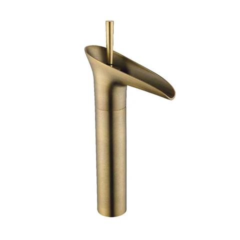 Homary Ashfie Classic Monobloc Single Lever Handle Countertop Basin Waterfall Tap Solid Brass