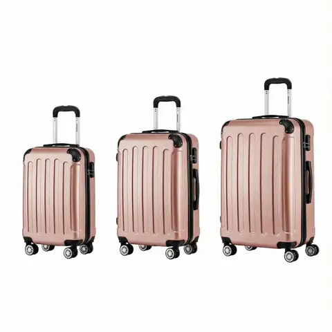 ochama Pink Luggage 3-Piece Set, Silent Universal Wheels, Combination Lock, Wear-resistant & Compression Resistant, 20+24+28 Inch, Budget airline friendly | Short journey | Family outing