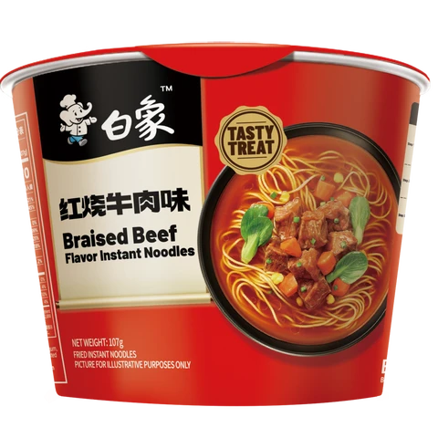 Bai Xiang Nouilles instantanées saveur bœuf braisé classique et riche - 12 x 107 g