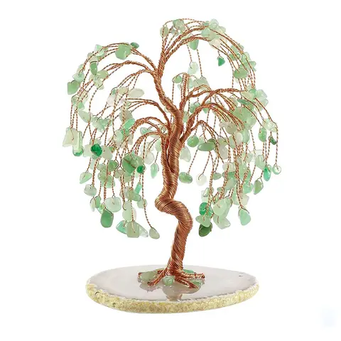 JU7CER 1 piece of natural raw crystal money-attracting willow tree craft, money tree, basic decoration, home decor, Christmas, healing crystal, suitable for home, office and room decoration