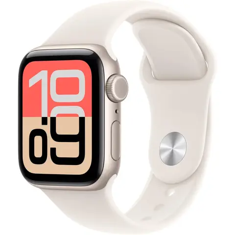 Apple Watch SE 3 GPS + Cellular 40 mm Starlight aluminium kast met Starlight sportband - M/L