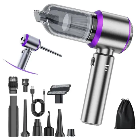 Powerful Cordless Car Vacuum Cleaner, 20000pa, Mini Handheld Vacuum Cleaner, 30 min Autonomy, Accessories Included for Vehicle and Home Interior Cleaning (Purple-A)