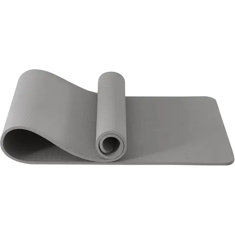 Miss Lulu Good Nite Yoga Mat Exercise Mats Workout Pilates Fitness Mat for Women Men Non-Slip Thick 10mm High Density Gymnastics Mats with Carry Strap Tpe 183 x 61 x 1cm (Green/Black) Grey