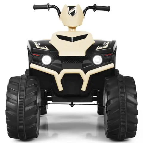 Costway Quad électrique pour enfants 12 V, avec musique et lumières LED, alimenté par batterie, siège confortable, 104 × 67 × 74 cm, Jaune terre