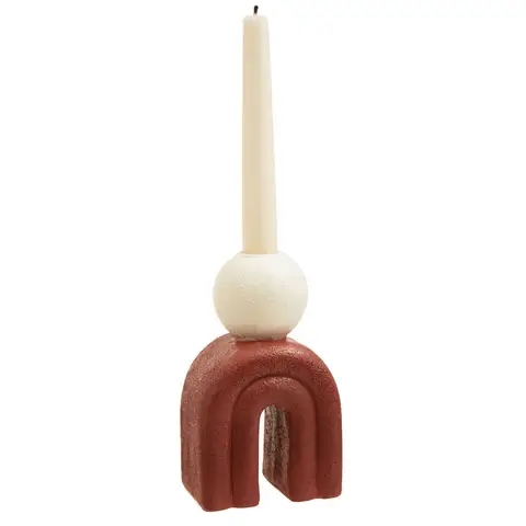 Interiors by Premier Candle Holder Tapered Utica Red Base/Cream