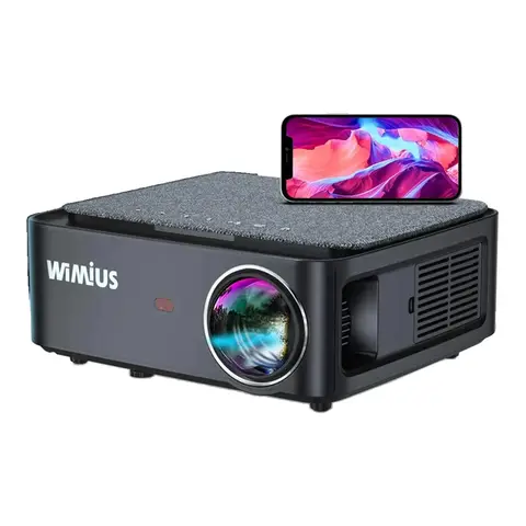 【100% Authentic|10x Refund if Counterfeit】Wimius K1 Projector,FHD1080P 1200ANSI Lumens,300Inch Large Screen,4K Support,Home Cinema Video,Compatible with FireStick,Smartphone,PS5,Vertical+Horizontal+Keystone Correction,Dual HiFi Stereo Audio