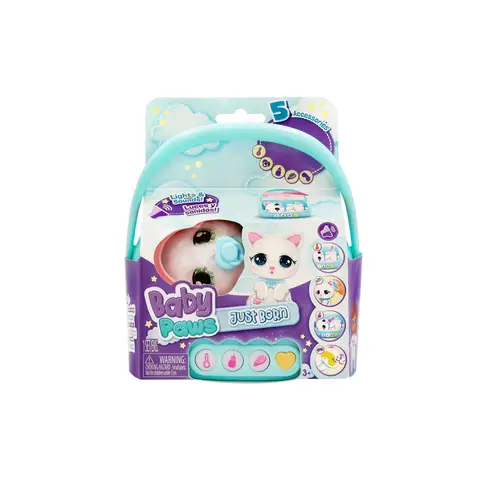 Baby Paws Just Born Cat Plush with Carrier