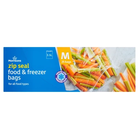 Morrisons Medium Zip Seal Food & Freezer Bags, 25 Bags, 3.5l