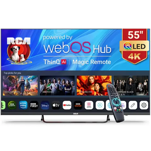 RCA RW55UQ1CS 55" 4K QLED Smart TV – Powered by webOS Hub