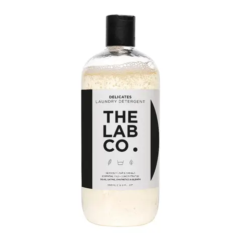 The Lab Co. Laundry Detergent Wash for Delicates 500ml - for satin, silks, lace, lingerie, delicate fabrics and clothing. Non-Bio and Non-toxic. Up to 32 washes