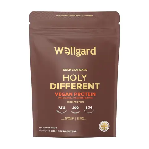 Wellgard Holy Different Vegan Protein Nutrition Powder Cookies & Cream Flavour - 650g