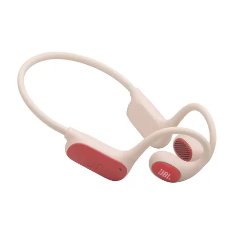 JBL JUNIOR FREE Kinder-Neckband-Kopfhörer, Open-Ear-Klang, 85 dB Lautstärkebegrenzung, Elternkontrolle, Pfirsich