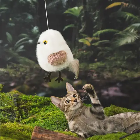 Petgravity Cute Great Tit Interactive Cat Toy, Shaking Sensor, Flapping Sound, Realistic Bird, USB-C Charging, Built-in Catnip Eco-Friendly Design