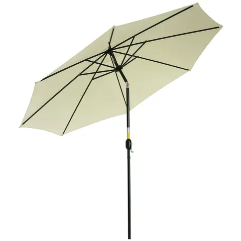 Outsunny 3(m) Tilting Parasol Garden Umbrellas, Outdoor Sun Shade with 8 Ribs, Tilt and Crank Handle for Balcony, Bench, Garden - Beige