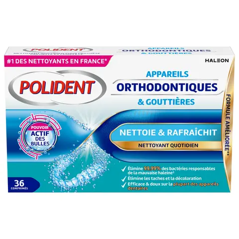 POLIDENT Pouvoir Actif - Nettoyant Orthodontique - 36 Comprimés