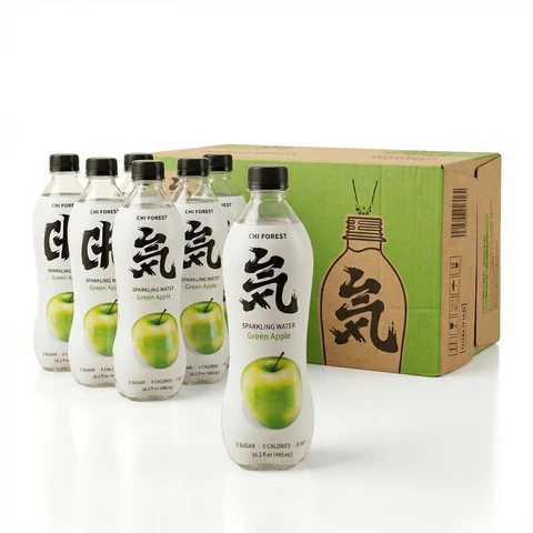 Chi Forest Sparkling Water, Wang Lin Green Apple, 480 mL x 15 Bottles, Full Case