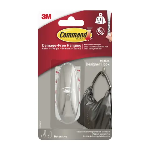 3M Command Designer Hook and Adhesive Strips 17081BN Medium Brushed Nickel